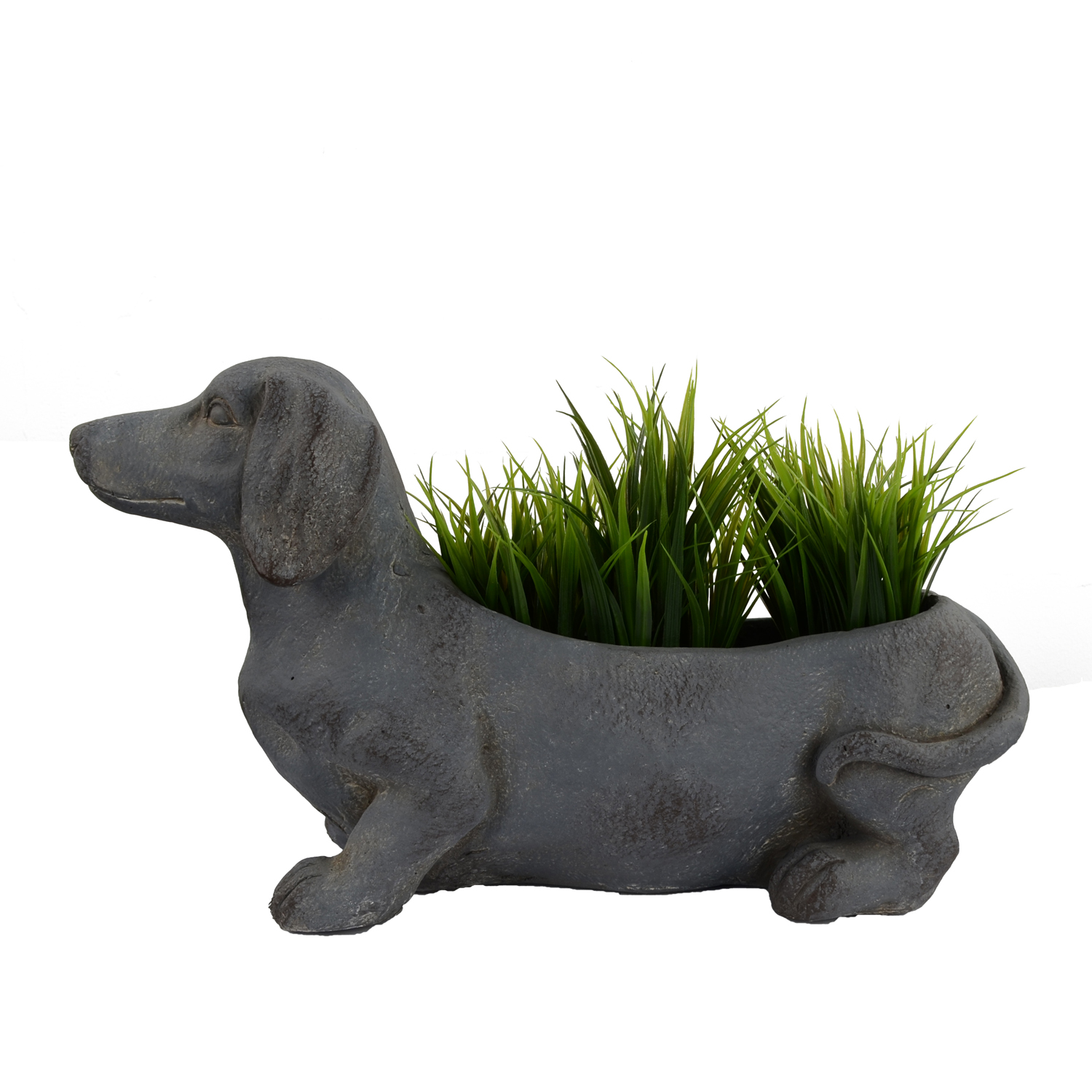Sausage Dog Planter 30cm Blue Iron Effect
