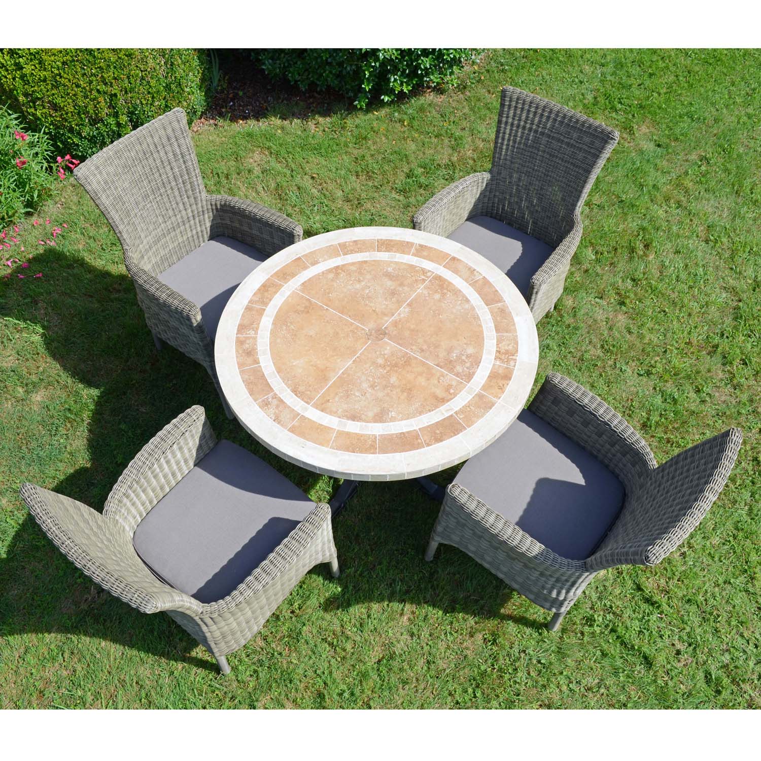 LANGLEY Dining Table with 4 DORCHESTER Chairs Set GreenFern Garden